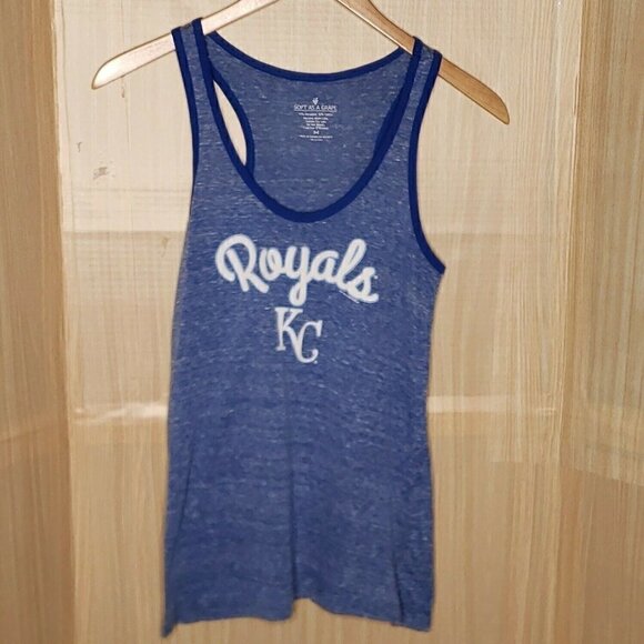 soft as a grape Tops - Soft As A Grape Womens Kansas City Royals Blue Heathered Tank Top Medium